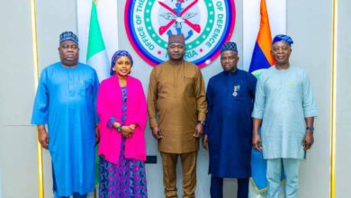 Wase security talks: Chairman Hamisu Anani with Defence Minister Christopher Musa in Abuja